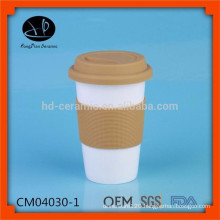 ,wholesale ceramic travel mugs,porcelain mug with silicone wrap,wholesale keep cup coffee mug with silicone cover and lid